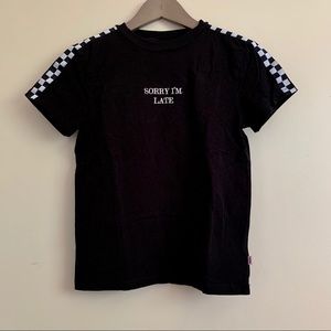 Lazy Oaf x Vans - Black Tee "Sorry I'm Late"